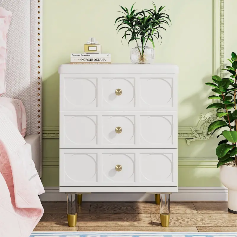 Nightstand Bedside Table with 3 Drawers