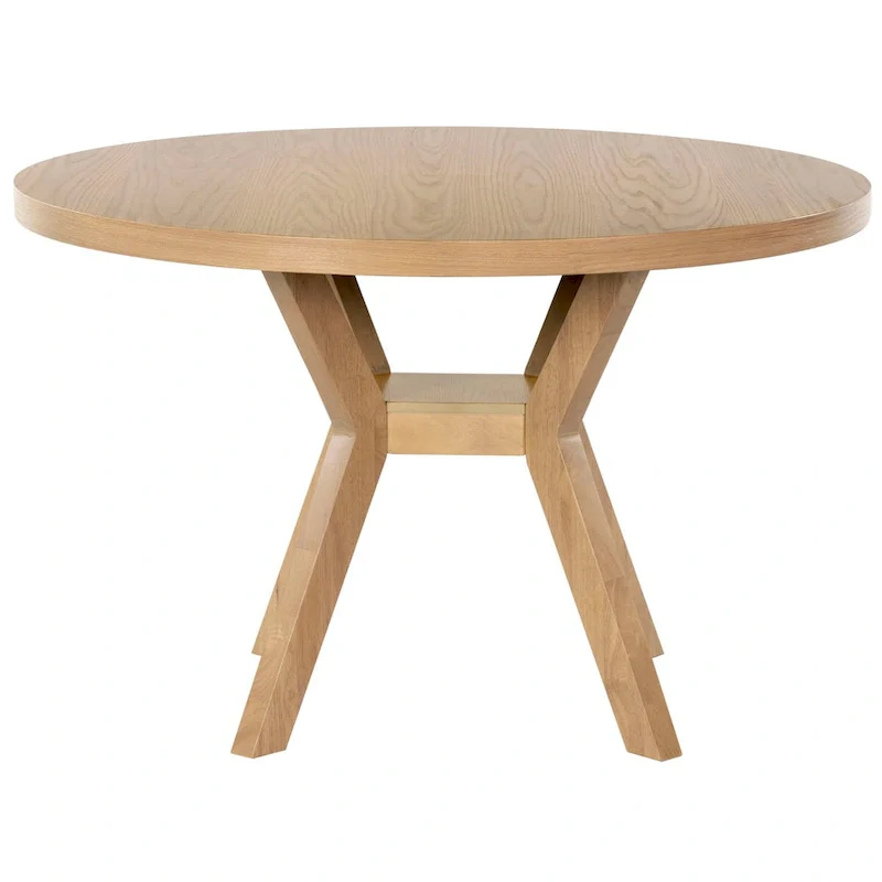 Natural Round Wood Dining Table, Seats 6