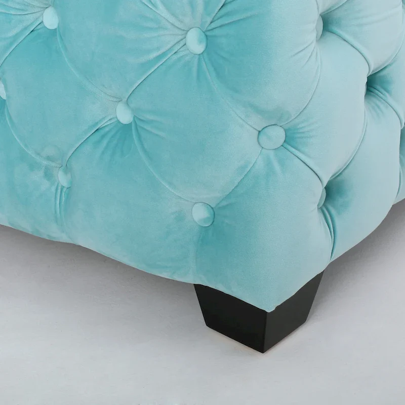 Jaymee Modern Glam Button Tufted Velvet Ottoman