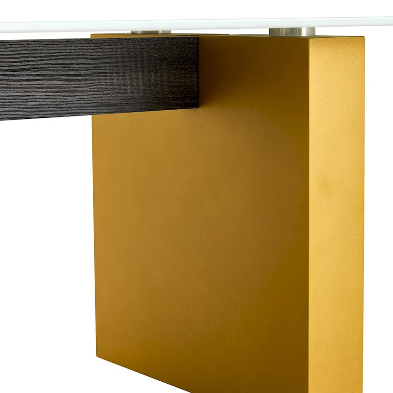 Tempered Glass Coffee Table with MDF Column Legs