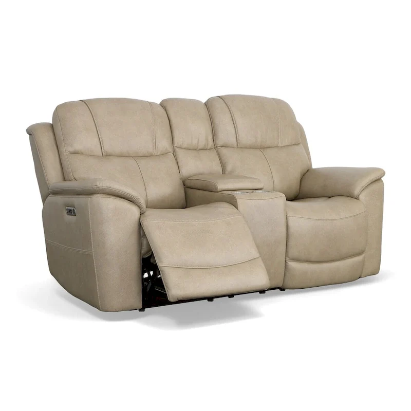 Crew Leather Power Reclining Zero Gravity Loveseat with Console, Power Headrests & Lumbar by Flexsteel