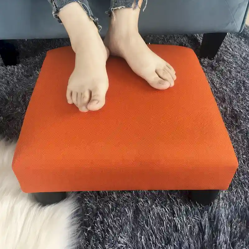 Adeco Ottoman Upholstered Fabric Footrest Pet Steps Dog Stair Stool