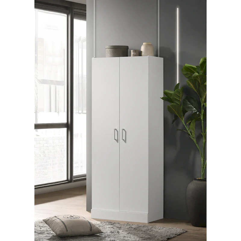White Double-Door Storage Cabinet, 1-Person Assembly