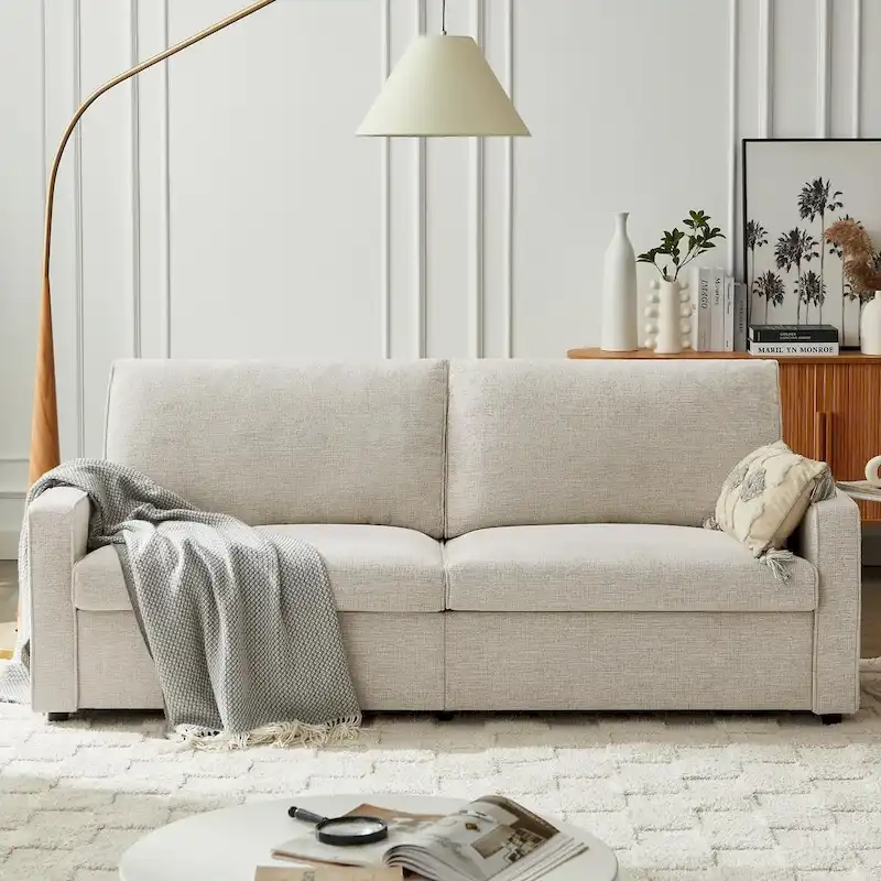 80 Modern Chenille Linen Loveseat Sofa for Living Room