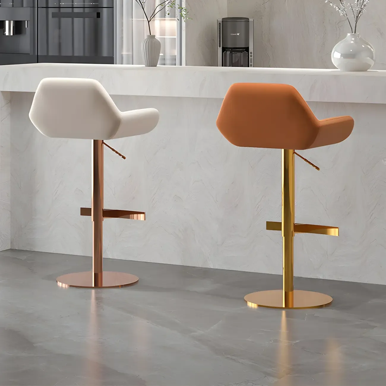 Glossy Metal Bucket Swivel Adjustable Bar Stools