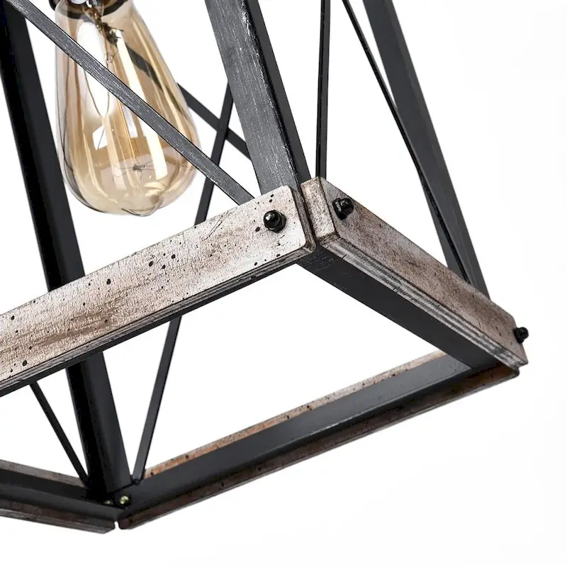 Farmhouse 1-light Distressed Wood Square Lantern Pendant