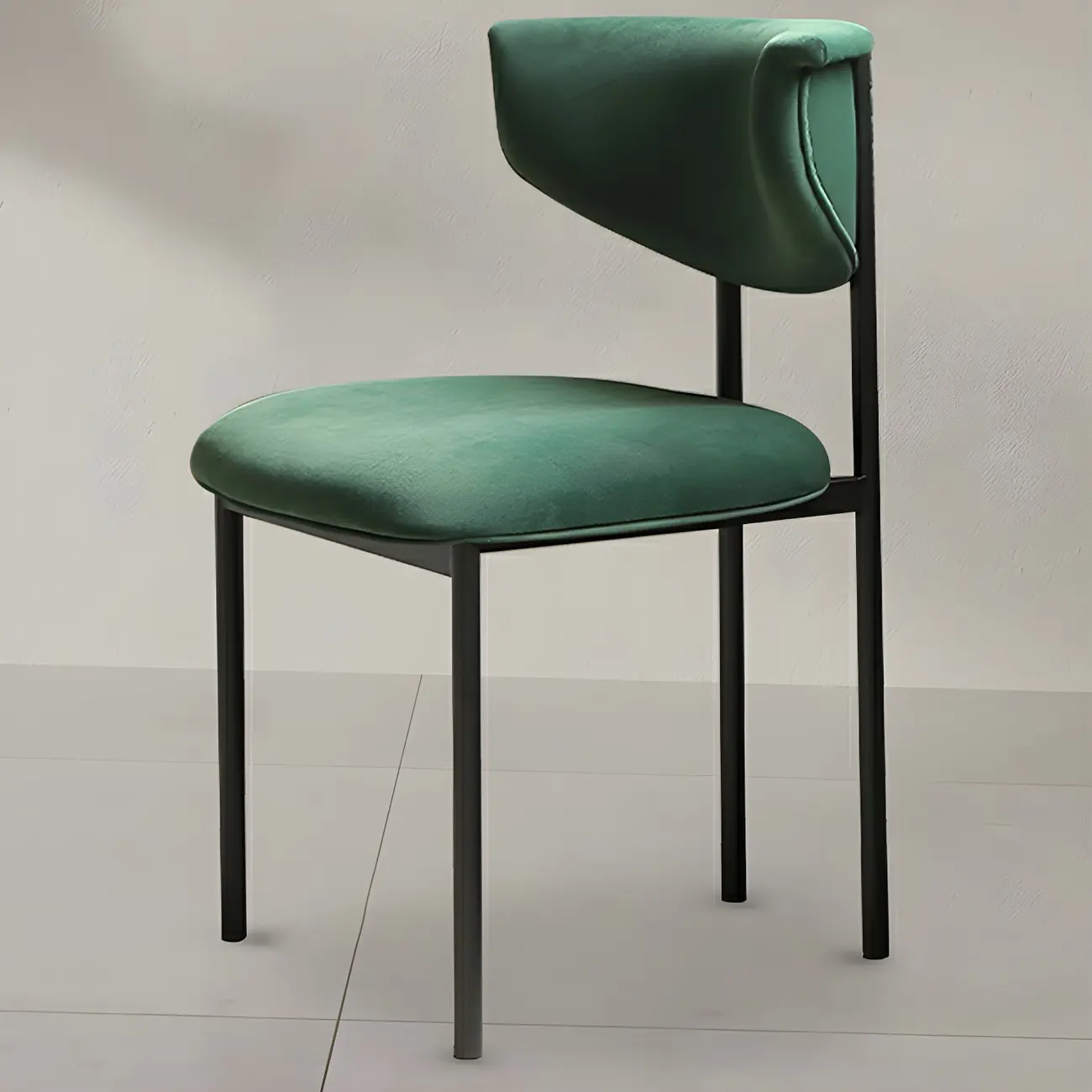 Upholstered Metal Legs Open Back Dining Chair