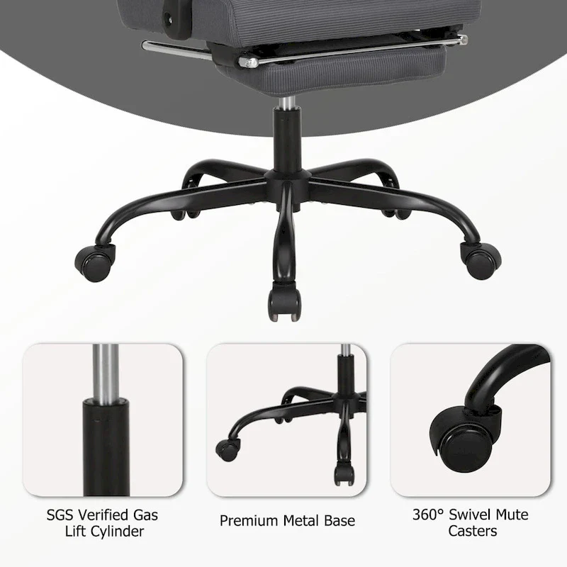 Office Chair With Foot Rest Ergonomic Swivel Mesh Task Office Chair