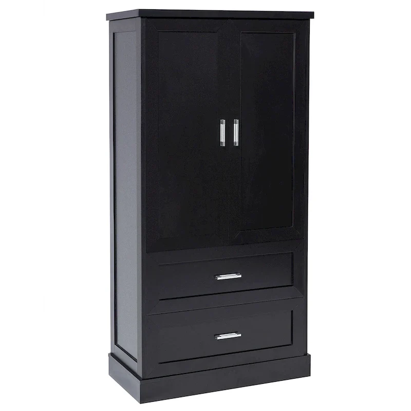 Tall Bathroom Storage Cabinet with Two Doors and Drawers, Adjustable Shelf, MDF