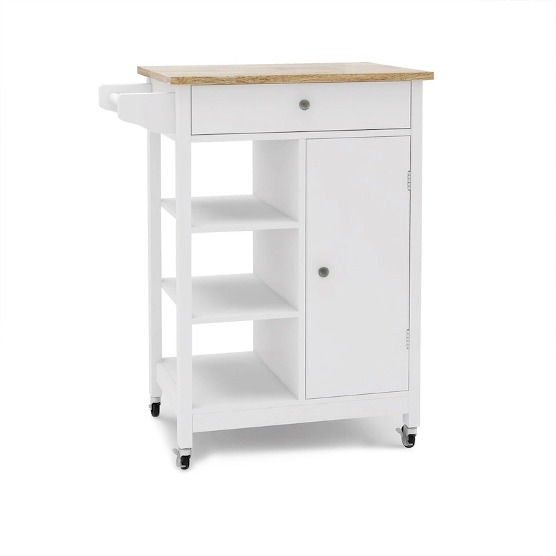 Kitchen Island Rolling Trolley Cart with Adjustable Shelves and Towel Rack - 25.98L * 15.55W * 34.06H