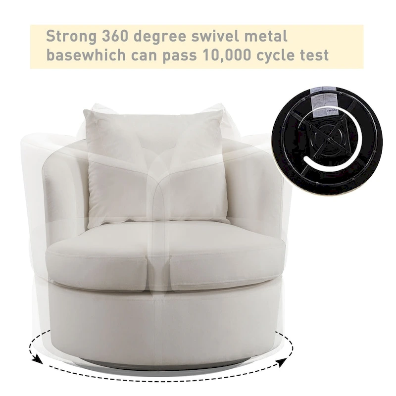 Swivel Barrel Chair with Lamb Wool Fabric