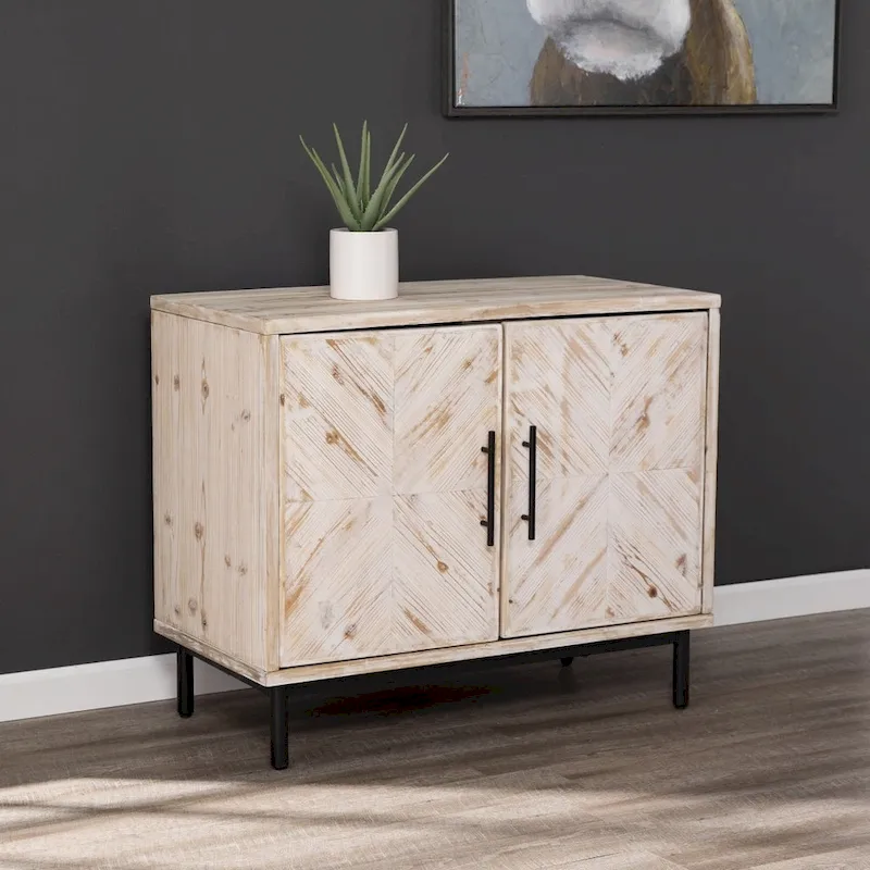Modern Farmhouse Rustic Natural Accent Storage Cabinet