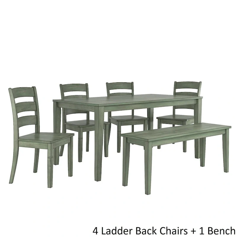 Wilmington II 60-Inch Rectangular Antique Sage Green Dining Set by iNSPIRE Q Classic