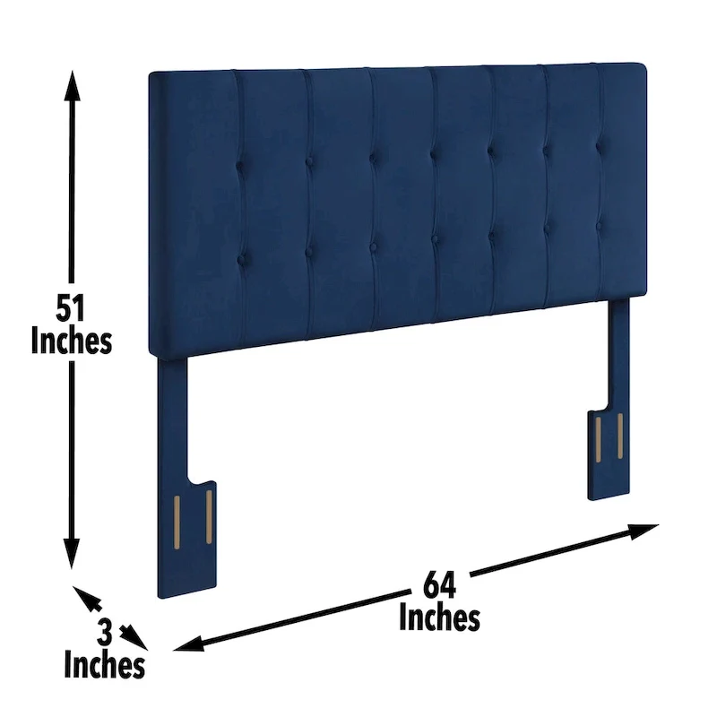 Steve Silver Roseau Navy Blue Velvet Queen Upholstered Headboard