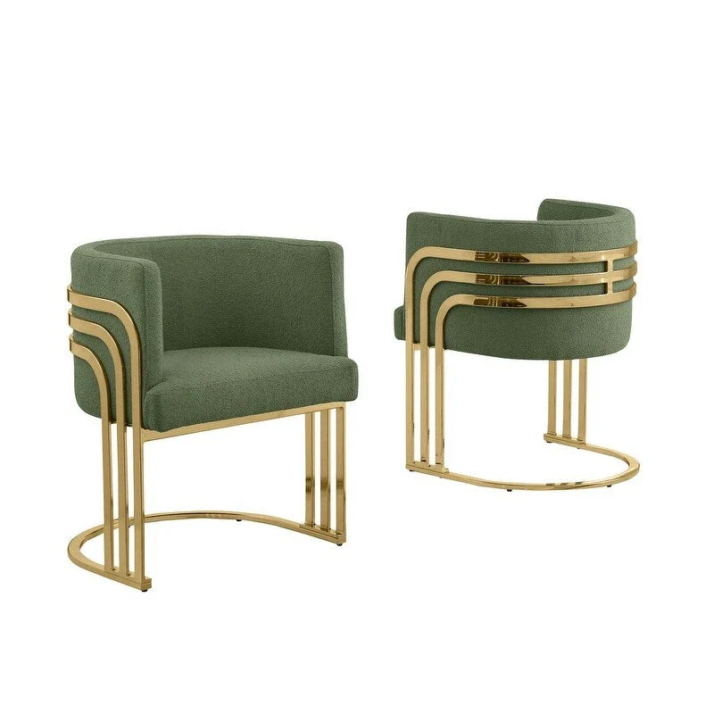 Best Quality Furniture Teddy Fabric Gold Chrome Base Dining Chairs (Set of 2) - N/A