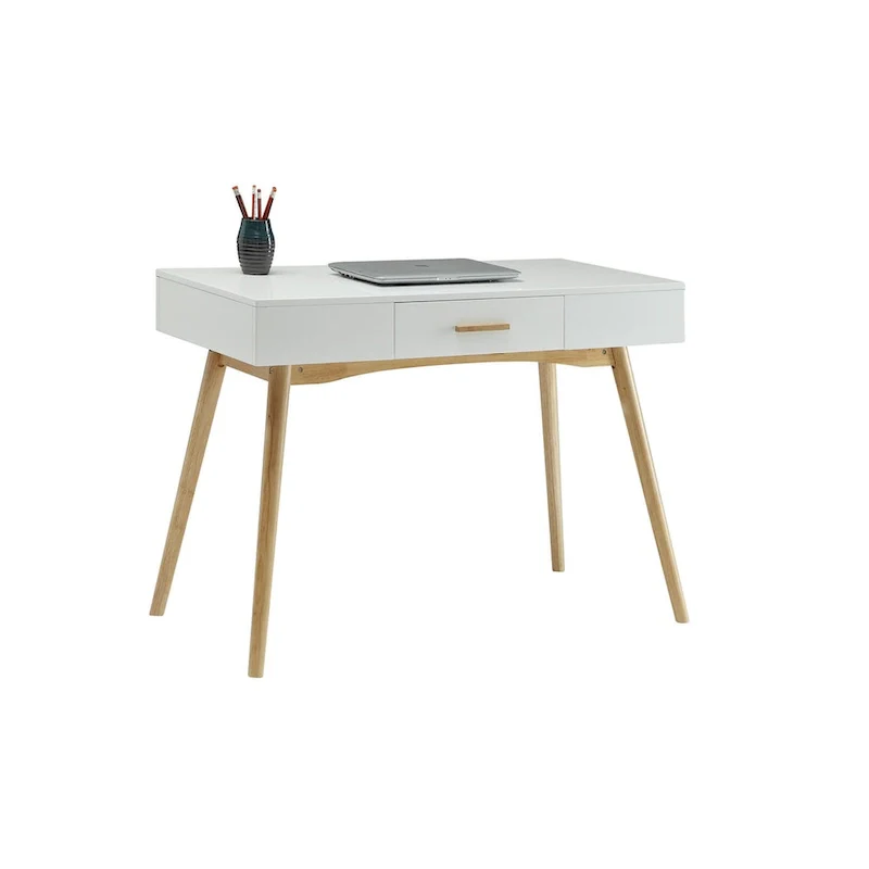 White / Black / Java / Grey Mid-Century Writing Desk with 1 Drawer & Tapered Legs