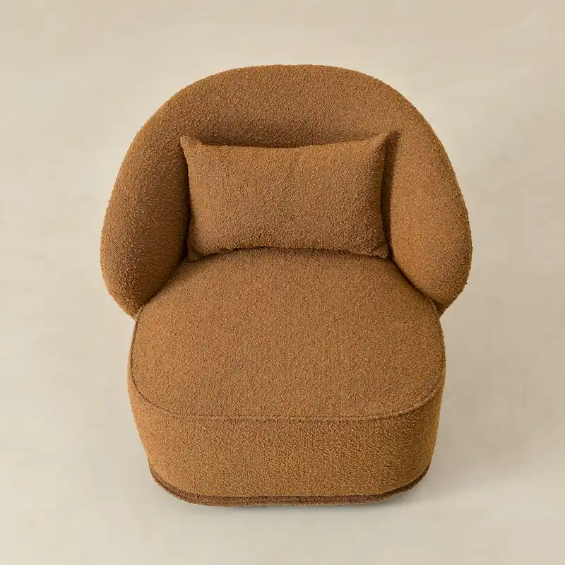 KINWELL 33 Wide Sherpa Boucle Upholstered Swivel Accent Chair