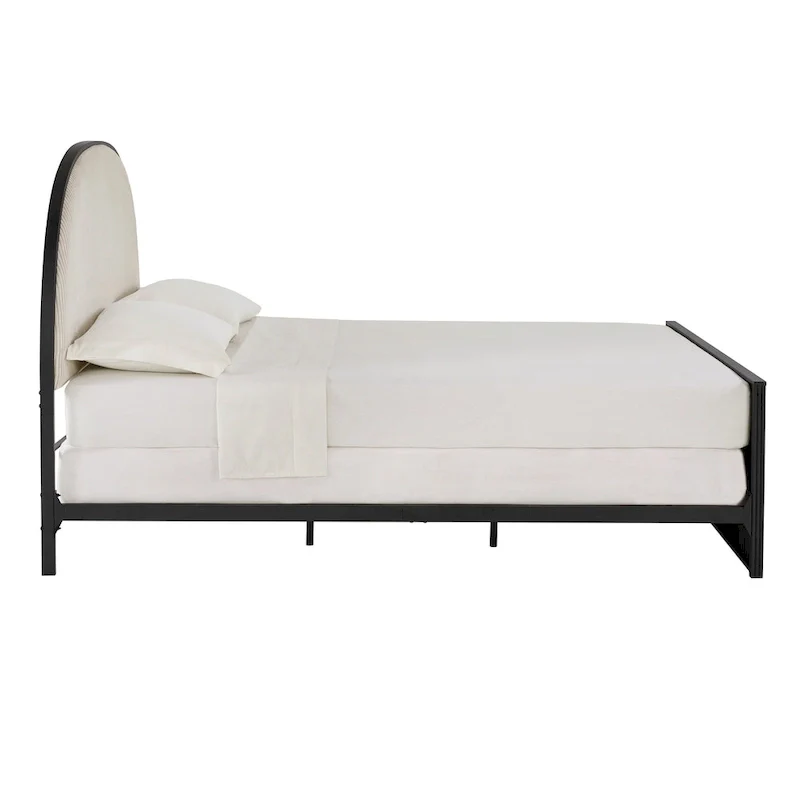 Choteau Black Finish Metal Gray Fabric Queen Bed by iNSPIRE Q Modern