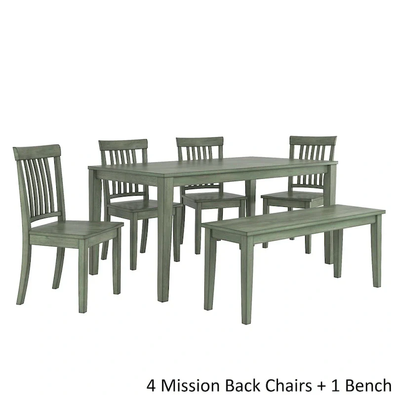 Wilmington II 60-Inch Rectangular Antique Sage Green Dining Set by iNSPIRE Q Classic