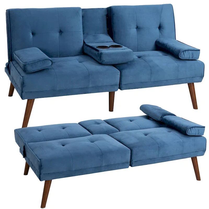 Futzca 60  Small Loveseat, 3 in 1 Cute Convertible Sofa Bed