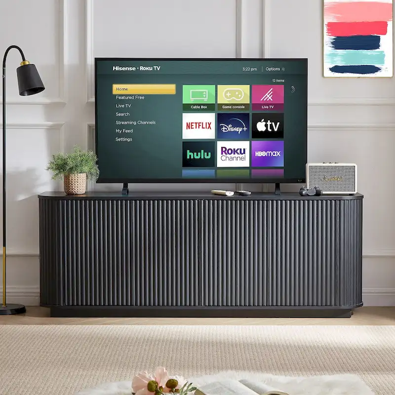 Wooden Vertical Striped Cabinet for Kitchen/Bedroom/Entryway