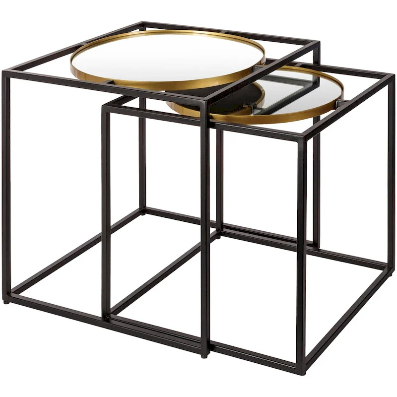 Karley Nesting Mirrored End Tables - 21H x 21W x 21D, 19H x 19W x 19D