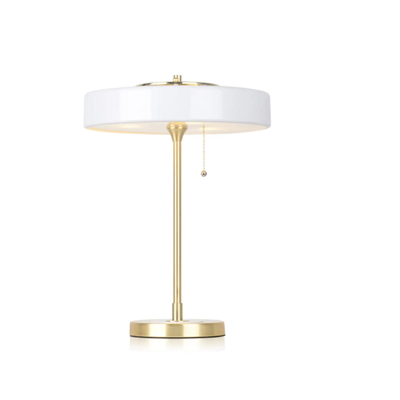 Gold Geometric Bedside Lamp with Pull Chain Switch
