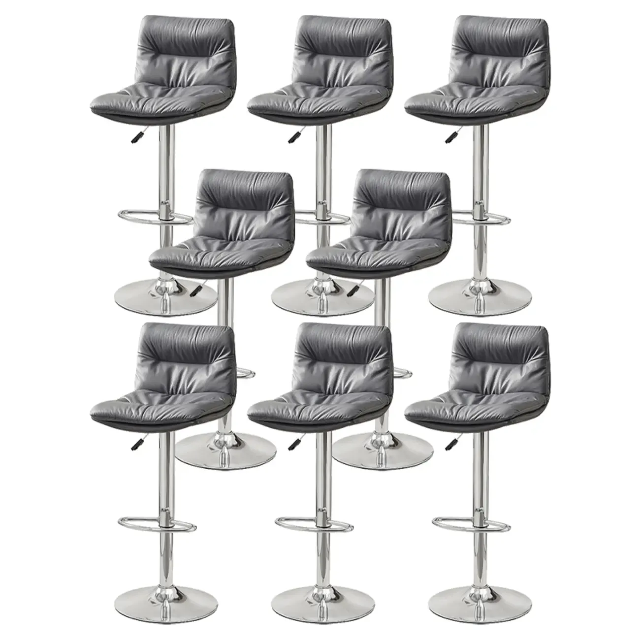 Modern Leather Saddle Swivel Adjustable Bar Stool