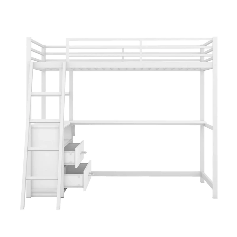 Loft Bed with Desk and Shelves