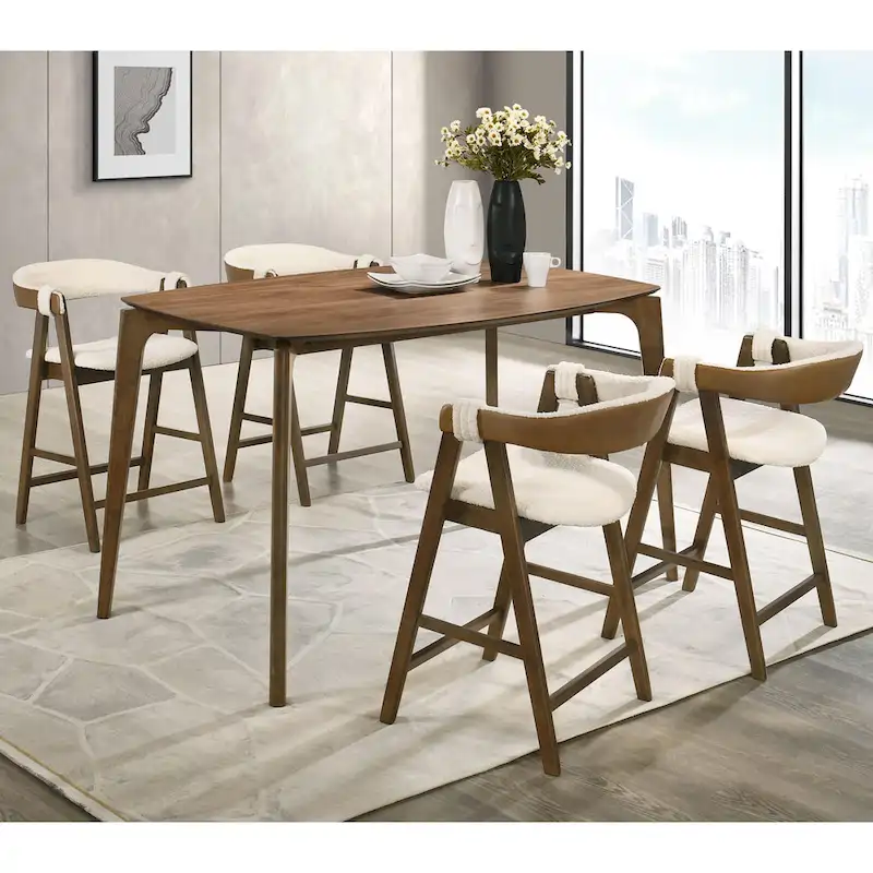 Mid-century Walnut Wood Counter Height Table