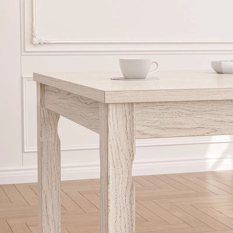 VECELO Grey Solid Wood Dining Table, Kitchen Table with Square Legs, Farmhouse Dining Table