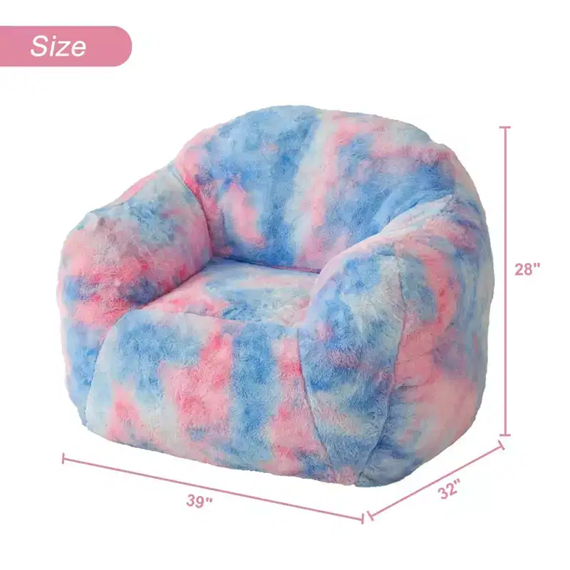 TROPOW Bean Bag Chair, Faux Fur Bean Bag Chair for Kids, Bean Bag Couch for with Filler Filled Cozy Sofa Lazy Chair Sofa, Blue
