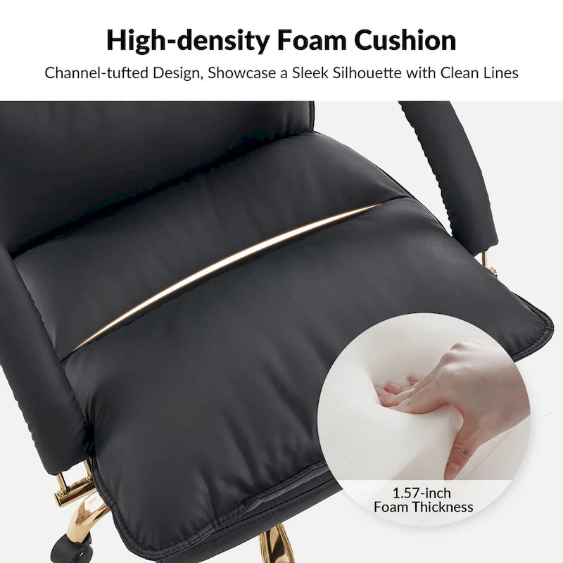 Modern Faux Leather Adjustable Height Tilting Office Chair with 360° Swivel & Metal Base