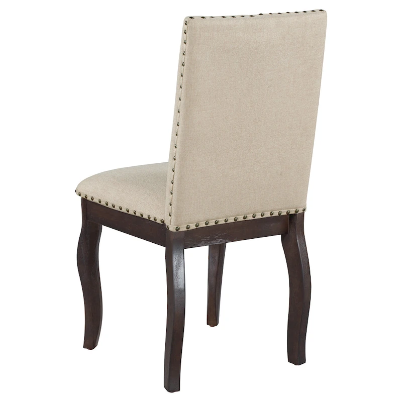 Set of 4 Wood Upholstered Dining Chairs with Nailhead Trim