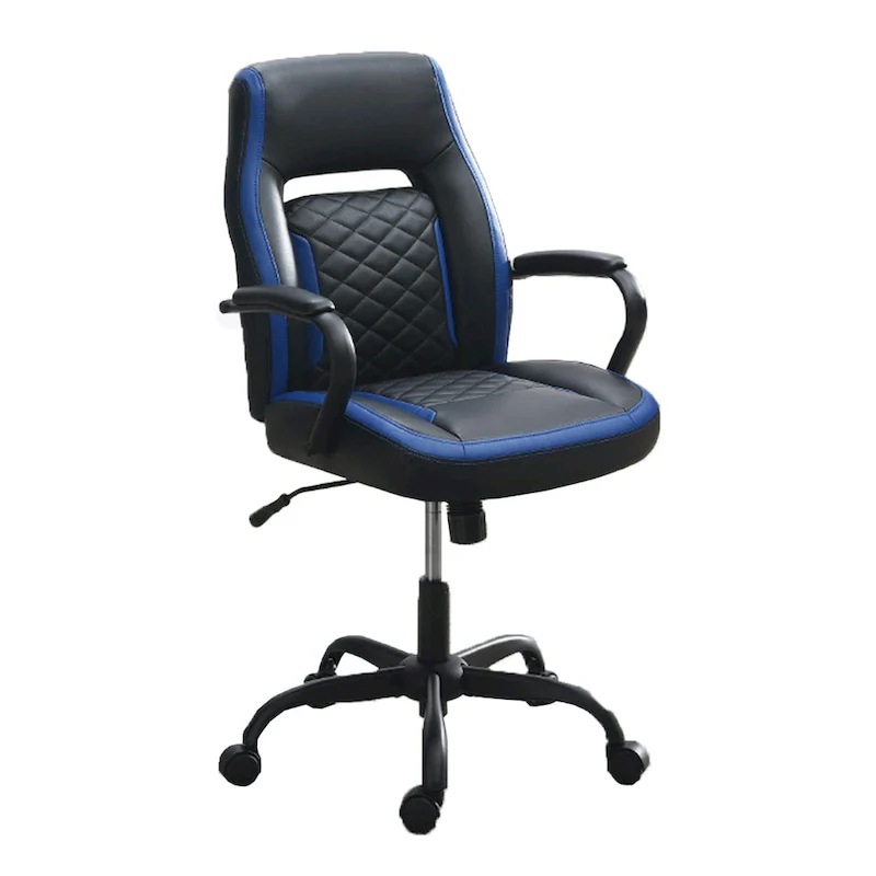 Black/Blue & Black/Grey Ergonomic Office Chair with Padded Armrests, Single Seat