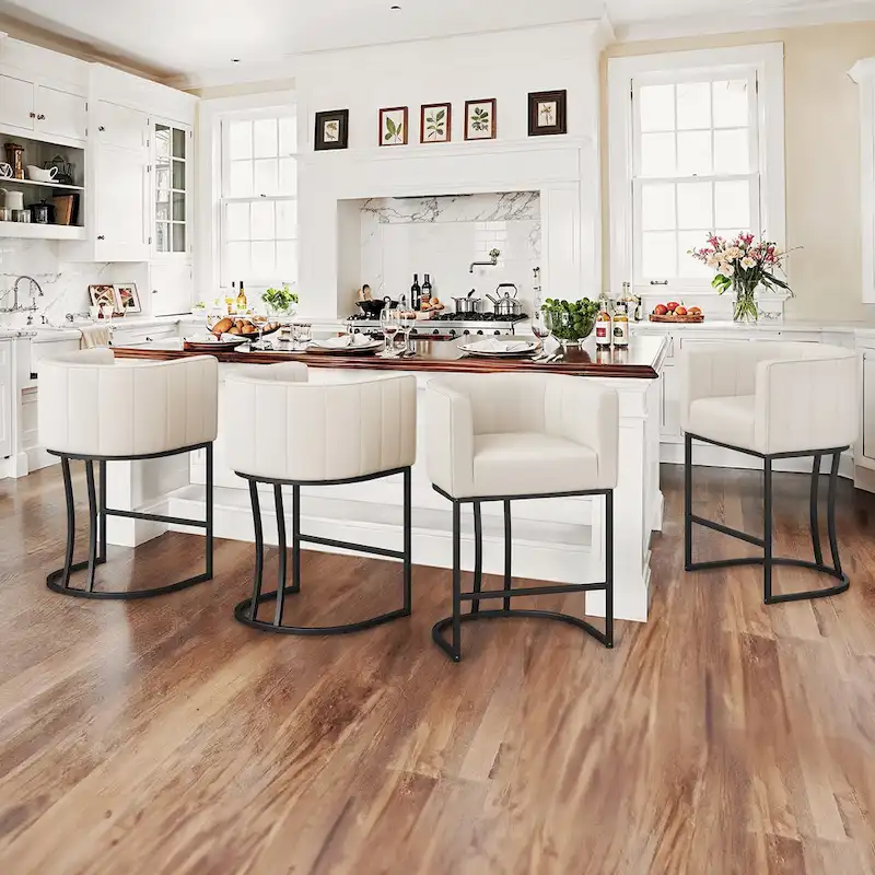 Modern 26-Inch Low Back Counter Height Bar Stools Set of 4 with Metal Frame