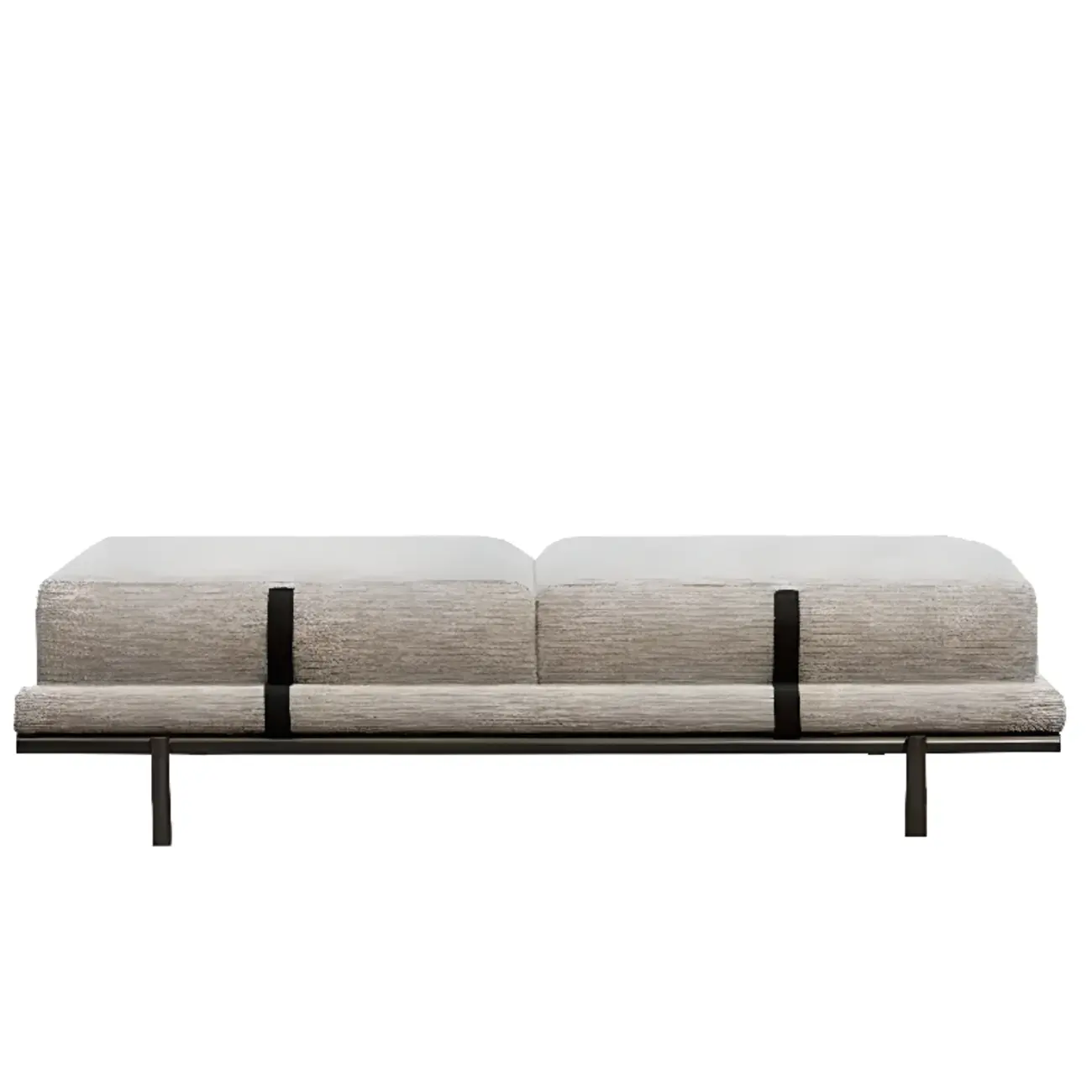 Scandinavian Grey Metal Upholstered Bedroom Bench