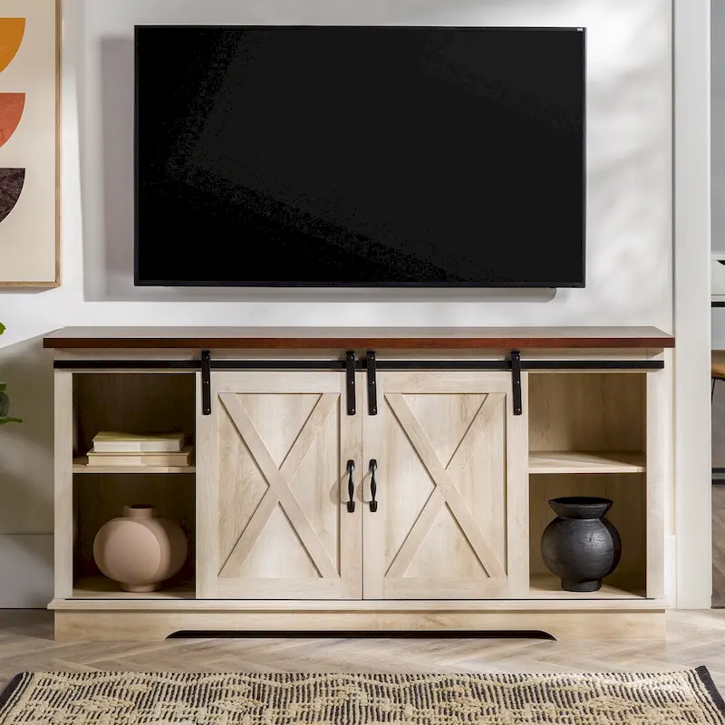 58-Inch Sliding Barn Door TV Console
