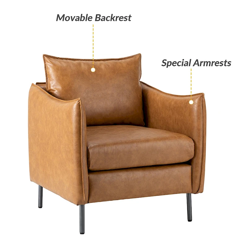 Jaime Modern Vegan Leather Accent chair with Metal Legs Set of 2 by HULALA HOME