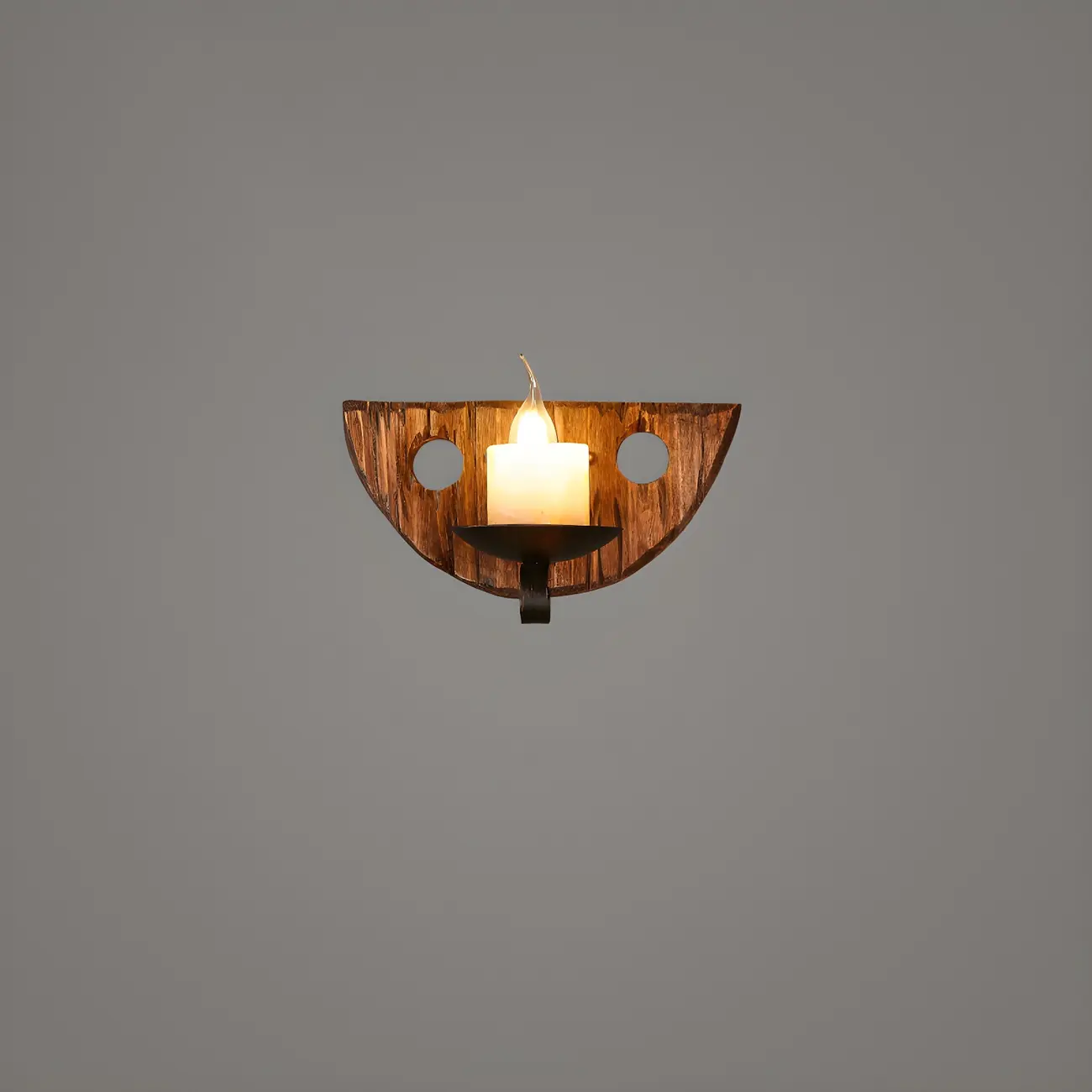 Industrial Vintage Lantern LED Wall Sconce with Wood Accent
