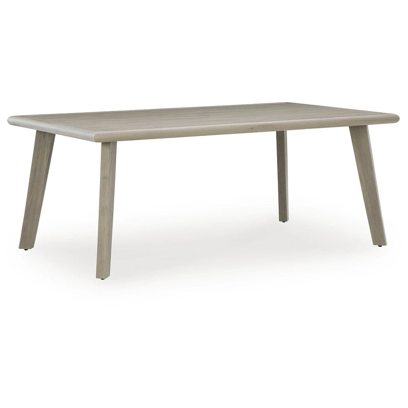 Signature Design by Ashley Haven Retreat Beige Rectangular Dining Table with Umbrella Hole - 42.13