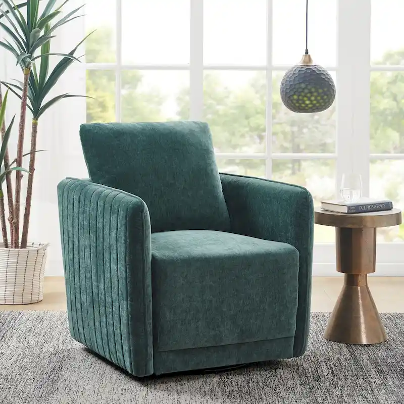 Green Channel Quilted 360-Degree Swivel Accent Chair
