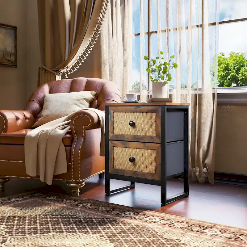 Moasis Rattan Dresser Closet Storage Tower Organizer Unit for Bedroom