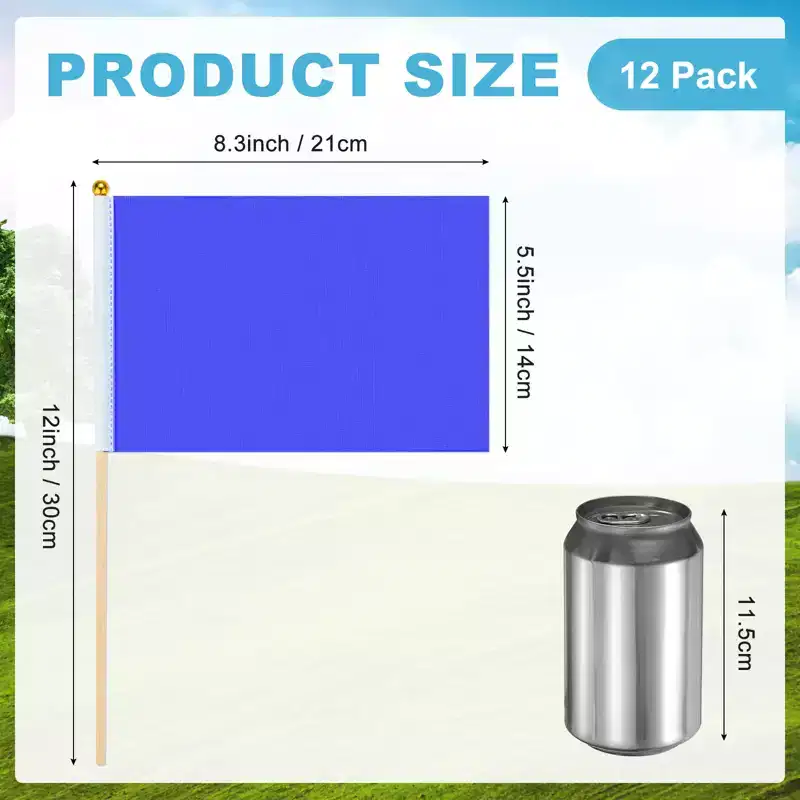 Unique Bargains Mini Sublimation Polyester Hand Held Plain Flags 12 Pcs