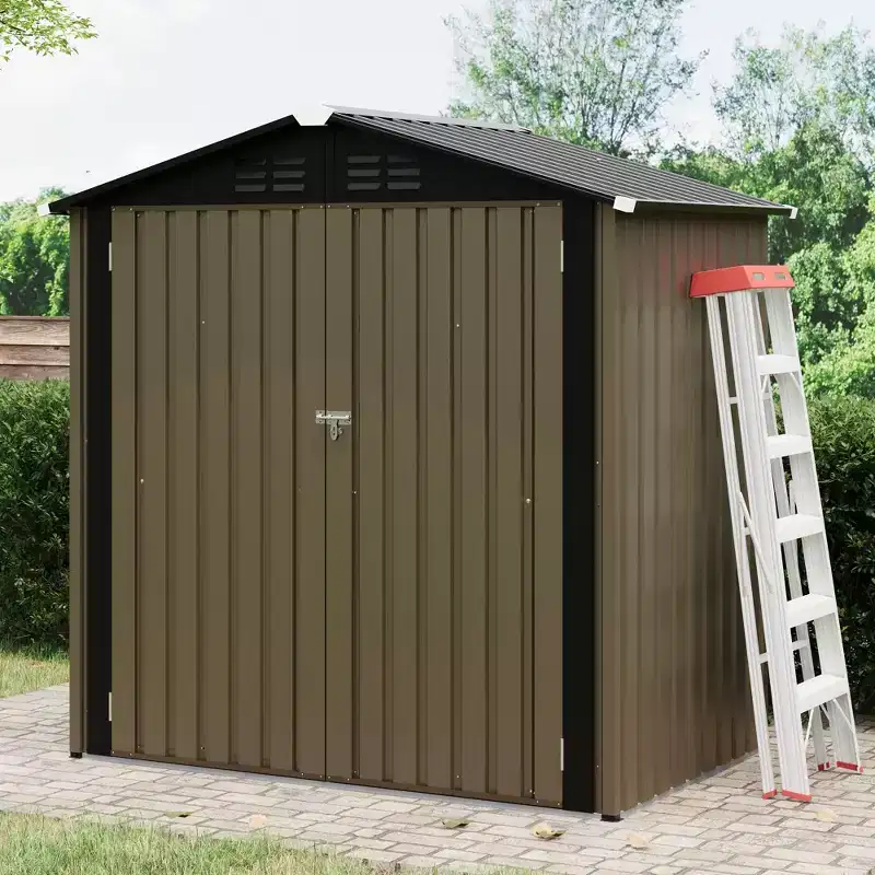 6x4FT Outdoor Storage Shed,Garden Tool Storage Shed with Sloping Roof and Double Lockable Door,Outdoor Sheds with Panel Protection for Backyard Garden