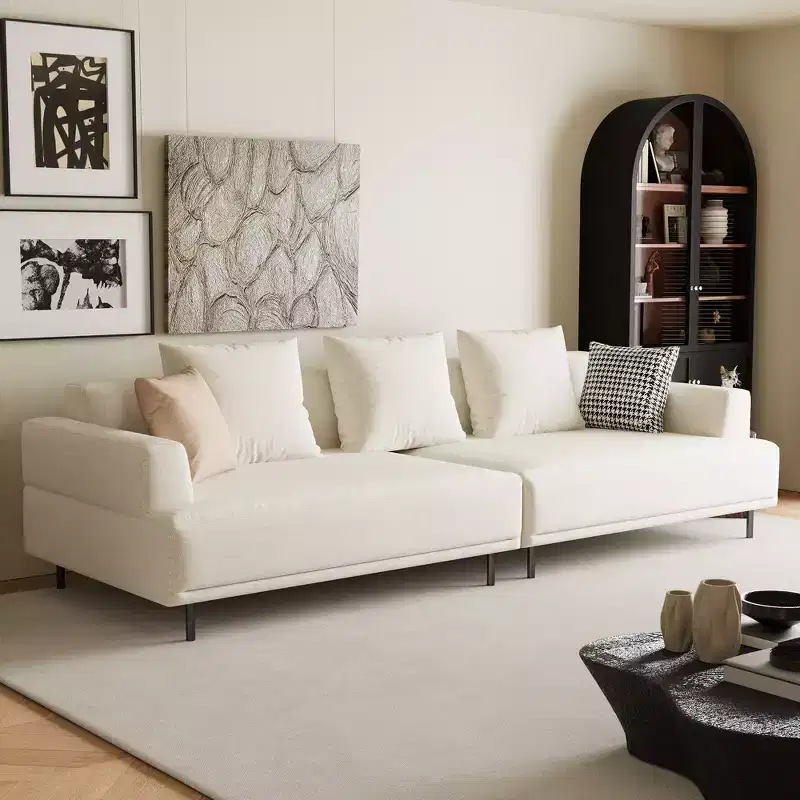 Luck Live Modern Breathable Cotton-Linen Fabric Sofa, couch,Solid Wood Frame, High-Elastic Sponge Seat Cushion Light Beige