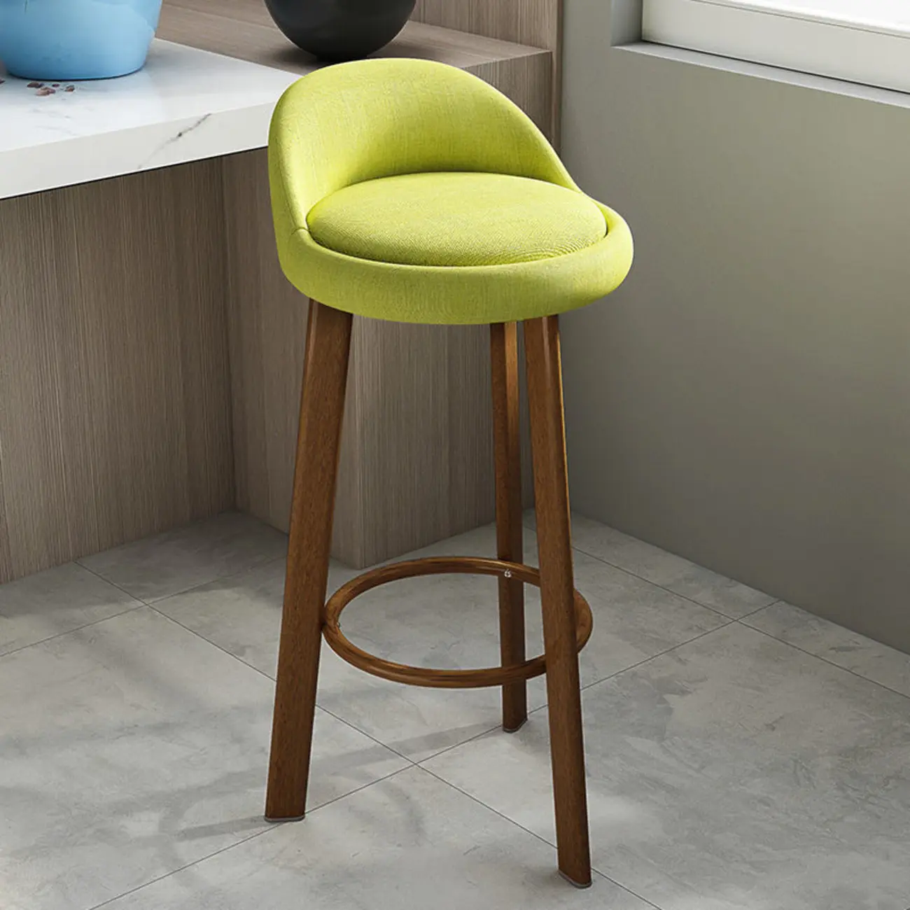 Elegant Fabric Upholstered Stylish Comfort Bar Stool