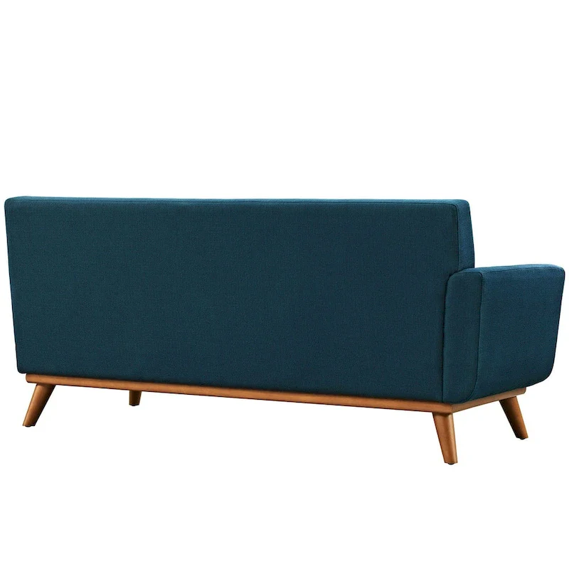 Engage Mid-century Modern Upholstered Fabric Left-arm Loveseat, Azure