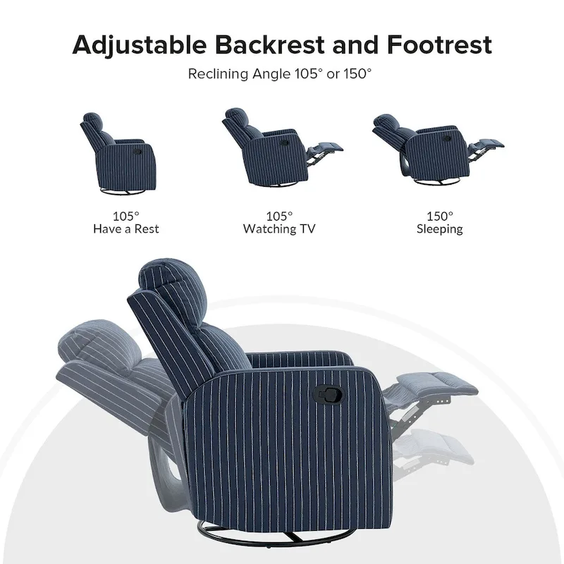 Diana Modern Polyester 360-degree Swivel Rocker Recliner Set of 2 by HULALA HOME