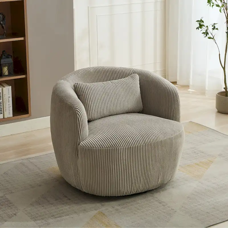 360 Swivel Barrel Chair with Corduroy Fabric